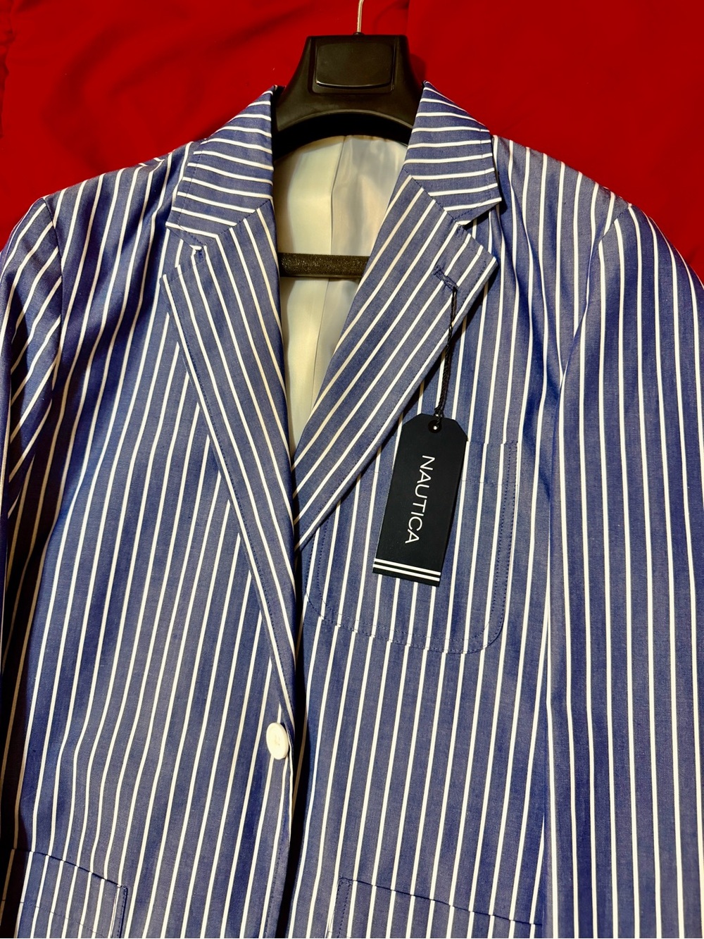 Nautica Light Blue & White Striped Linen-Blend Blazer - Picture 3 of 5